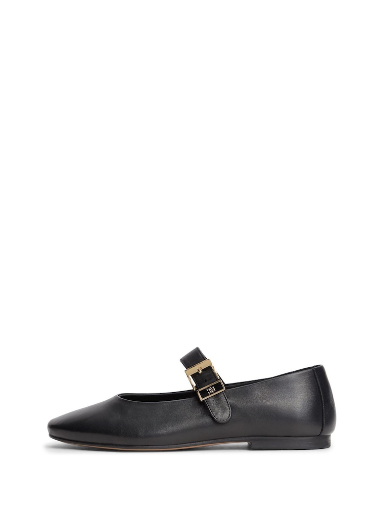 Tommy Hilfiger Black Leather Buckle Mary Jane Ballerinas - Image 2 of 6 Tommy Hilfiger Black Leather Buckle Mary Jane Ballerinas - Image 2 of 6