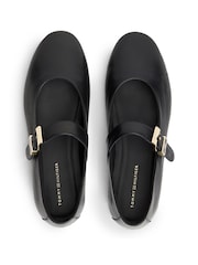 Tommy Hilfiger Black Leather Buckle Mary Jane Ballerinas - Image 5 of 6
