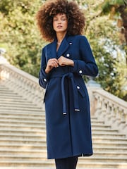 Sosandar Navy Military Wrap Longline Coat - Image 5 of 6