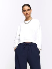 River Island White Cropped Plain Sweatshirt - Image 1 of 4