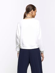 River Island White Cropped Plain Sweatshirt - Image 2 of 4