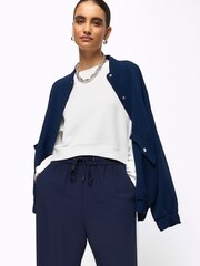 River Island White Cropped Plain Sweatshirt - Image 3 of 4