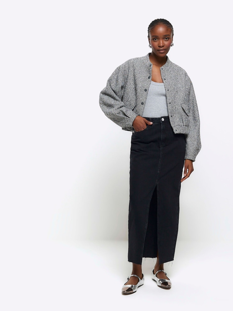 River Island Black Split Hem Denim Maxi Skirt - Image 1 of 6 River Island Black Split Hem Denim Maxi Skirt - Image 1 of 6