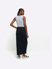 River Island Black Split Hem Denim Maxi Skirt - Image 2 of 6