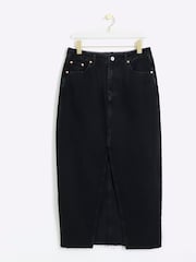 River Island Black Split Hem Denim Maxi Skirt - Image 5 of 6