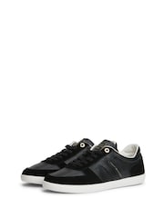 Tommy Hilfiger Black Leather Mixed Texture Enamel Flag Trainers - Image 3 of 6