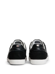 Tommy Hilfiger Black Leather Mixed Texture Enamel Flag Trainers - Image 4 of 6