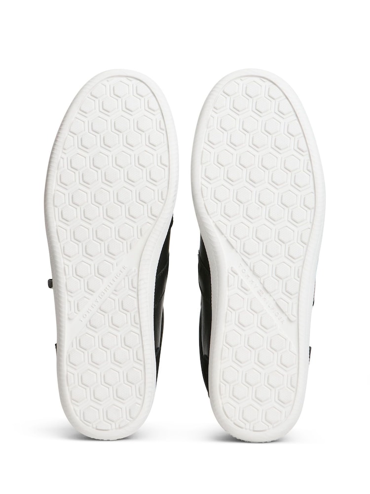 Tommy Hilfiger Black Leather Mixed Texture Enamel Flag Trainers - Image 6 of 6 Tommy Hilfiger Black Leather Mixed Texture Enamel Flag Trainers - Image 6 of 6