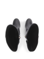Tommy Hilfiger Black Leather Block Heel Riding Boots - Image 5 of 6