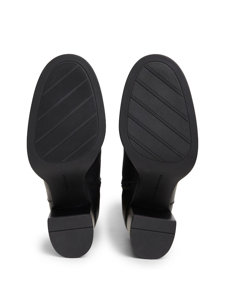 Tommy Hilfiger Black Leather Block Heel Riding Boots - Image 6 of 6 Tommy Hilfiger Black Leather Block Heel Riding Boots - Image 6 of 6