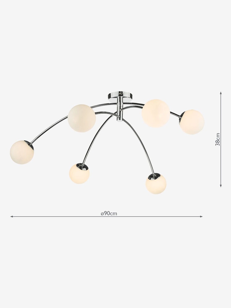 Dar Lighting Silver Puglia 6 Light Semi Flush Fitting Ceiling Light - Image 2 of 4