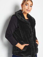 M&Co Black Plush Faux Fur Gilet - Image 1 of 4