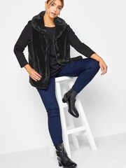 M&Co Black Plush Faux Fur Gilet - Image 3 of 4