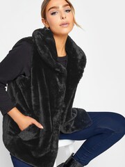 M&Co Black Plush Faux Fur Gilet - Image 4 of 4