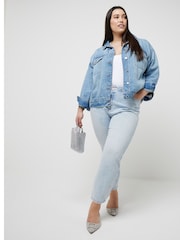 River Island Blue Curve High Rise Slim Straight Non - Stretch Jeans - Image 2 of 6