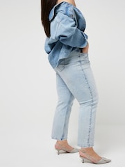 River Island Blue Curve High Rise Slim Straight Non - Stretch Jeans - Image 3 of 6
