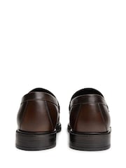 Tommy Hilfiger Brown Leather Chain Horsebit Fringe Loafers - Image 4 of 6