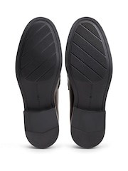 Tommy Hilfiger Brown Leather Chain Horsebit Fringe Loafers - Image 6 of 6