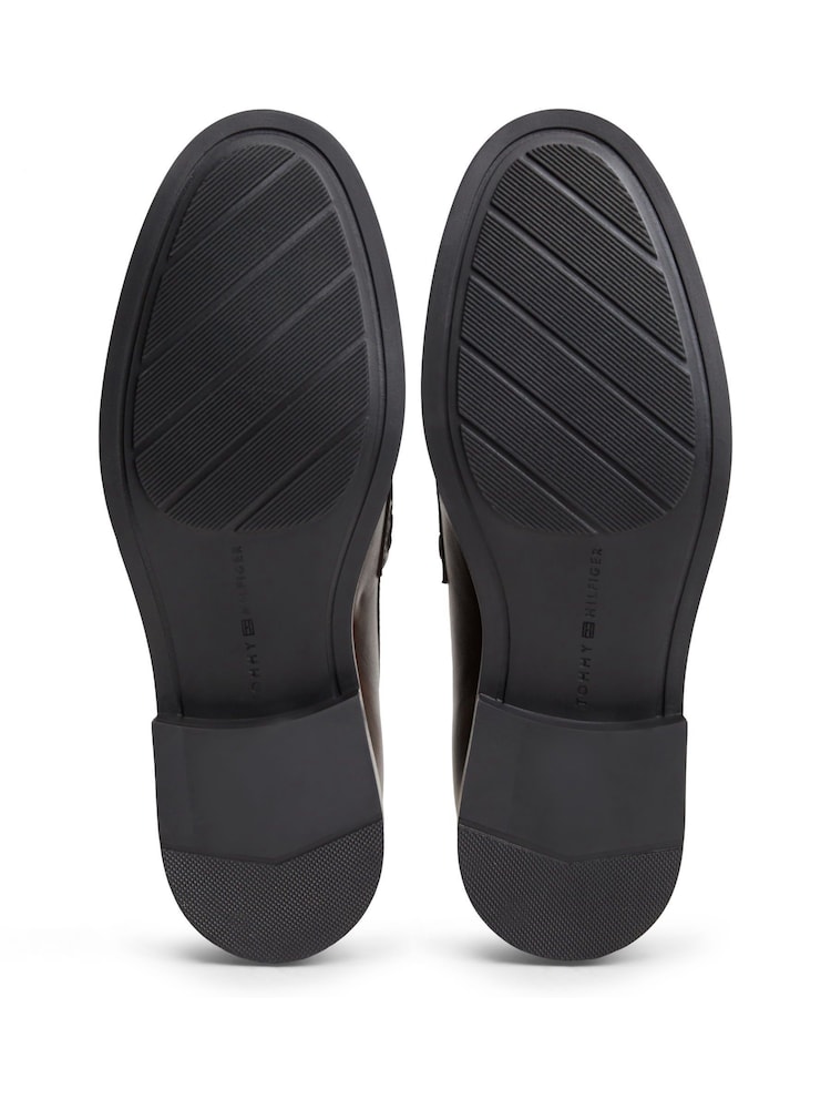 Tommy Hilfiger Brown Leather Chain Horsebit Fringe Loafers - Image 6 of 6 Tommy Hilfiger Brown Leather Chain Horsebit Fringe Loafers - Image 6 of 6