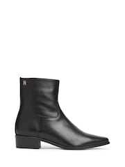 Tommy Hilfiger Black Leather Zip-Up Ankle Boots - Image 1 of 6