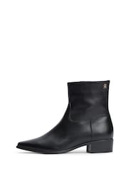 Tommy Hilfiger Black Leather Zip-Up Ankle Boots - Image 2 of 6