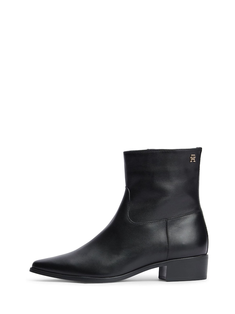 Tommy Hilfiger Black Leather Zip-Up Ankle Boots - Image 2 of 6 Tommy Hilfiger Black Leather Zip-Up Ankle Boots - Image 2 of 6