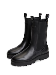 Tommy Hilfiger Black Leather Cleat High Chelsea Boots - Image 3 of 6