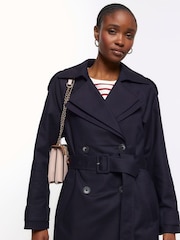 River Island Blue Double Collar Belted Trench Coat - Image 3 of 3