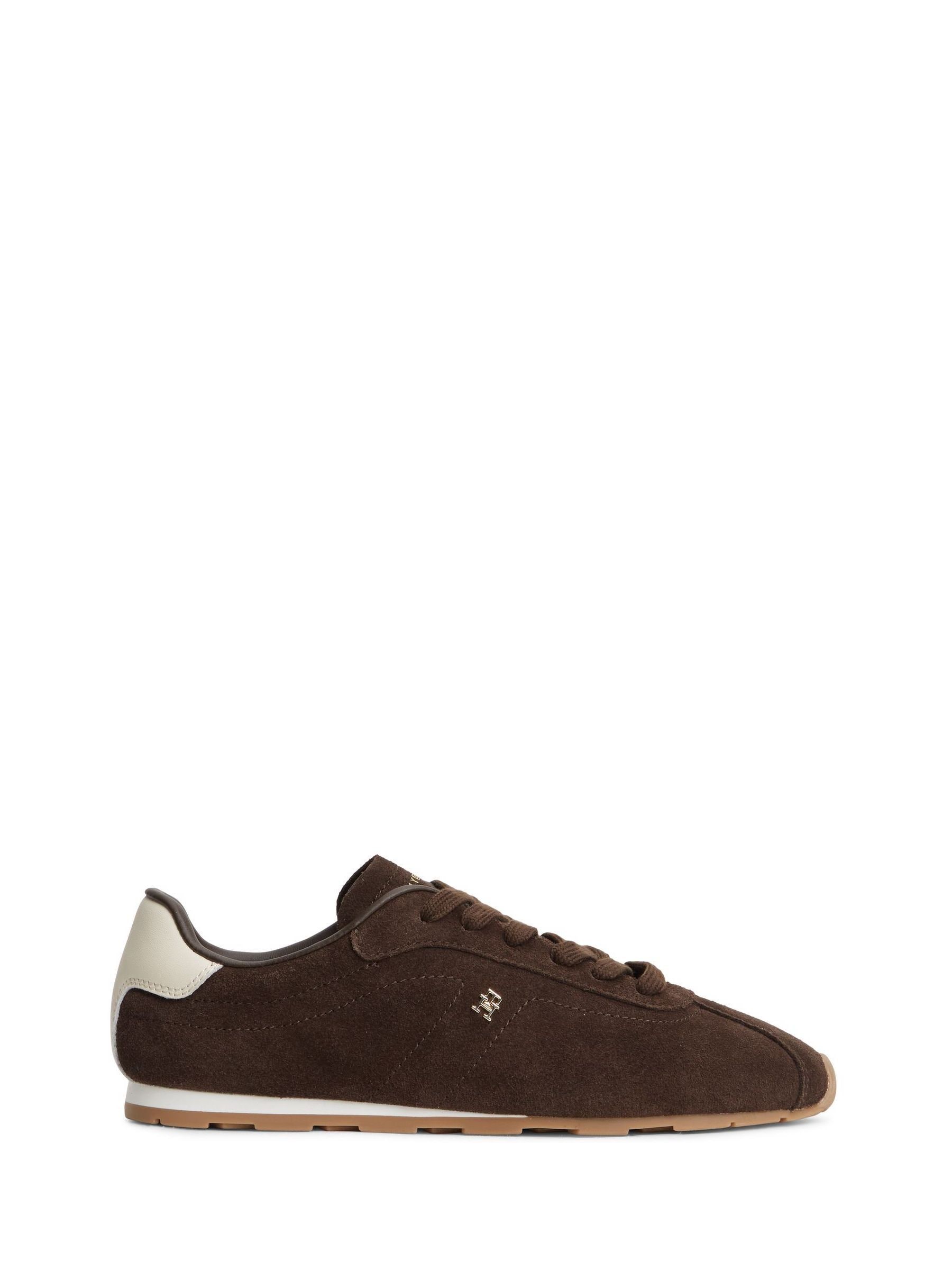 Tommy Hilfiger Women's Brown Monogram Suede Low Profile Trainers - Image 1