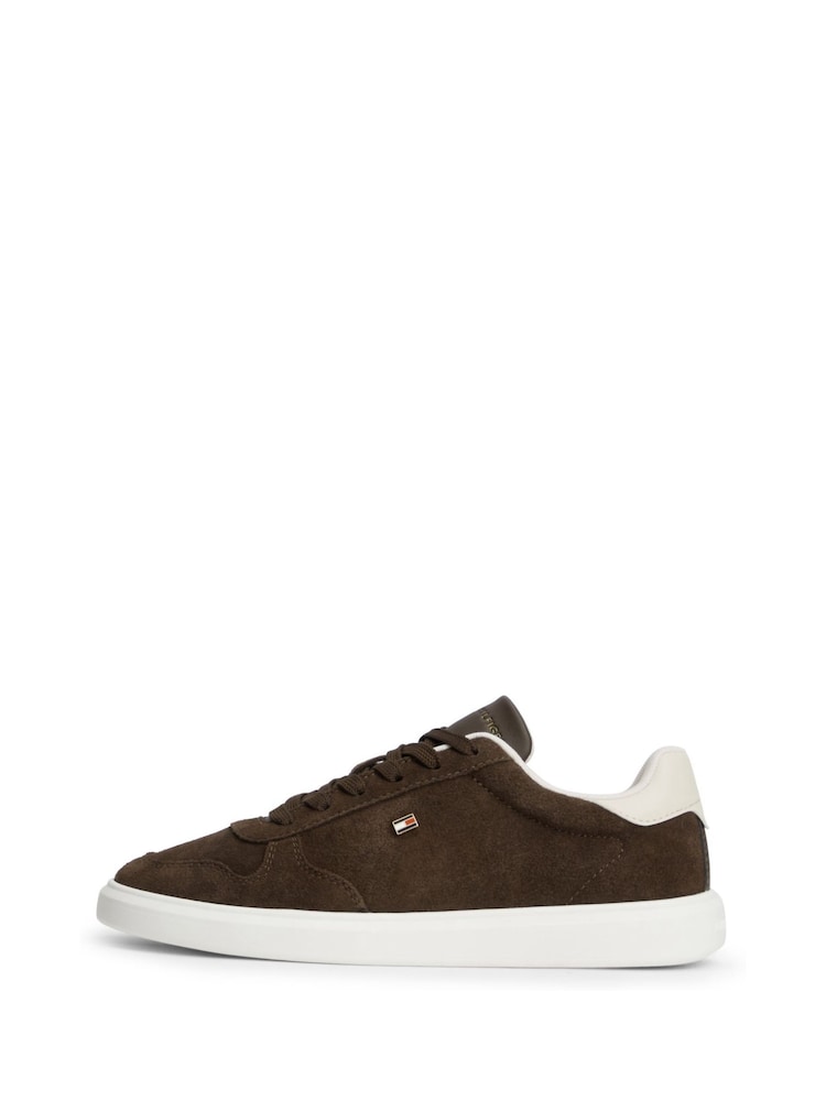 Tommy Hilfiger Brown Lightweight Suede Court Trainers - Image 2 of 6 Tommy Hilfiger Brown Lightweight Suede Court Trainers - Image 2 of 6