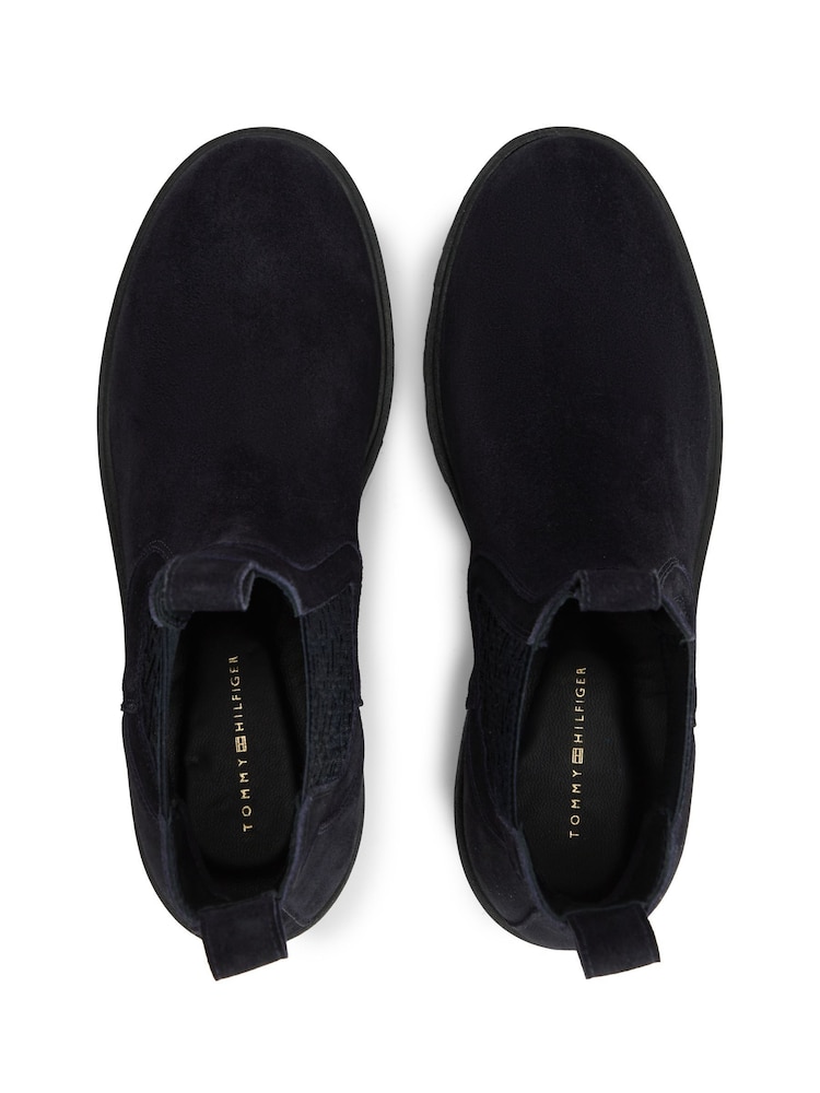 Tommy Hilfiger Blue Suede TH Monogram Panel Chelsea Boots - Image 6 of 6 Tommy Hilfiger Blue Suede TH Monogram Panel Chelsea Boots - Image 6 of 6