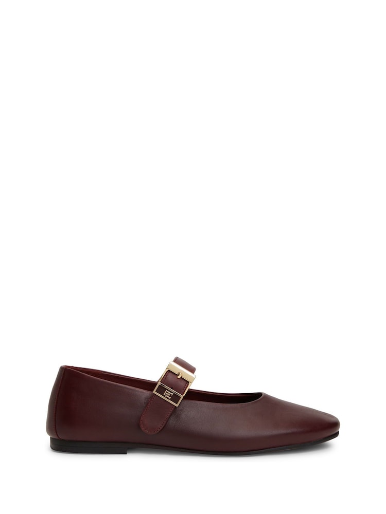 Tommy Hilfiger Red Leather Buckle Mary Jane Ballerinas - Image 1 of 6 Tommy Hilfiger Red Leather Buckle Mary Jane Ballerinas - Image 1 of 6
