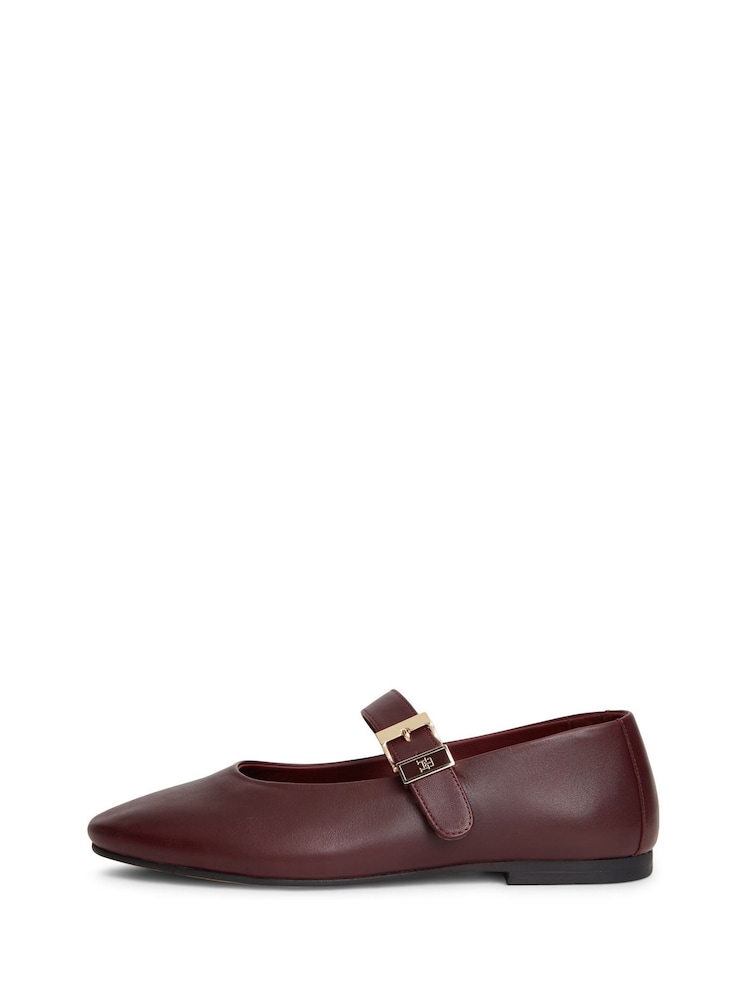 Tommy Hilfiger Red Leather Buckle Mary Jane Ballerinas - Image 2 of 6 Tommy Hilfiger Red Leather Buckle Mary Jane Ballerinas - Image 2 of 6