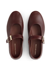 Tommy Hilfiger Red Leather Buckle Mary Jane Ballerinas - Image 5 of 6