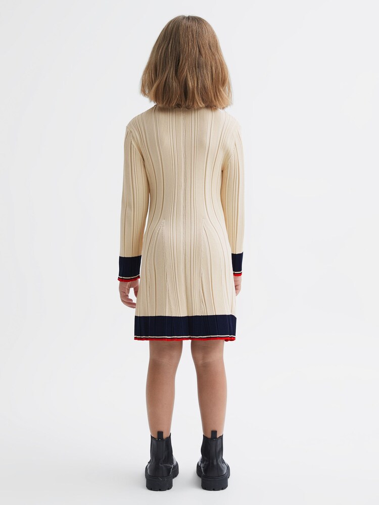 Reiss Camel Annie 4-9 yrs Ribbed Colourblock Mini Dress - Image 5 of 5 Reiss Camel Annie 4-9 yrs Ribbed Colourblock Mini Dress - Image 5 of 5