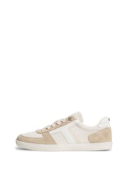 Tommy Hilfiger Cream Suede Mixed Texture Enamel Flag Trainers - Image 2 of 6