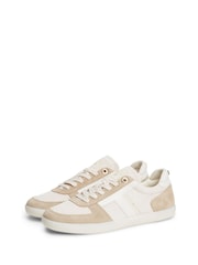 Tommy Hilfiger Cream Suede Mixed Texture Enamel Flag Trainers - Image 3 of 6