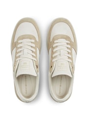 Tommy Hilfiger Cream Suede Mixed Texture Enamel Flag Trainers - Image 5 of 6