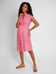 JoJo Maman Bébé Pink Animal Floral Print Maternity Shirt Dress With Tie - Image 1 of 5