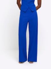 River Island Blue Triple Pleat Wide Leg Trousers - Image 3 of 5