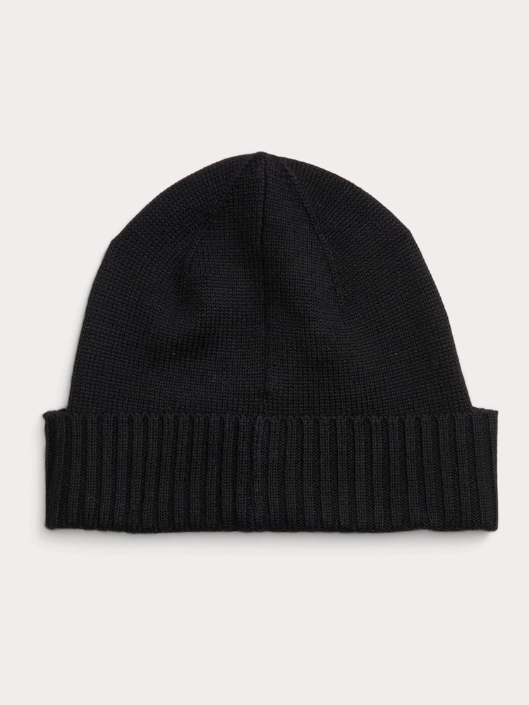 Polo Ralph Lauren Black Merino Wool Beanie - Image 2 of 2 Polo Ralph Lauren Black Merino Wool Beanie - Image 2 of 2