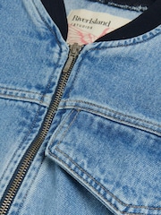 River Island Blue Denim Cropped Bomber Jacket - Image 7 of 7
