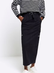 River Island Black Pocketed Denim Pencil Skirt - Image 1 of 4