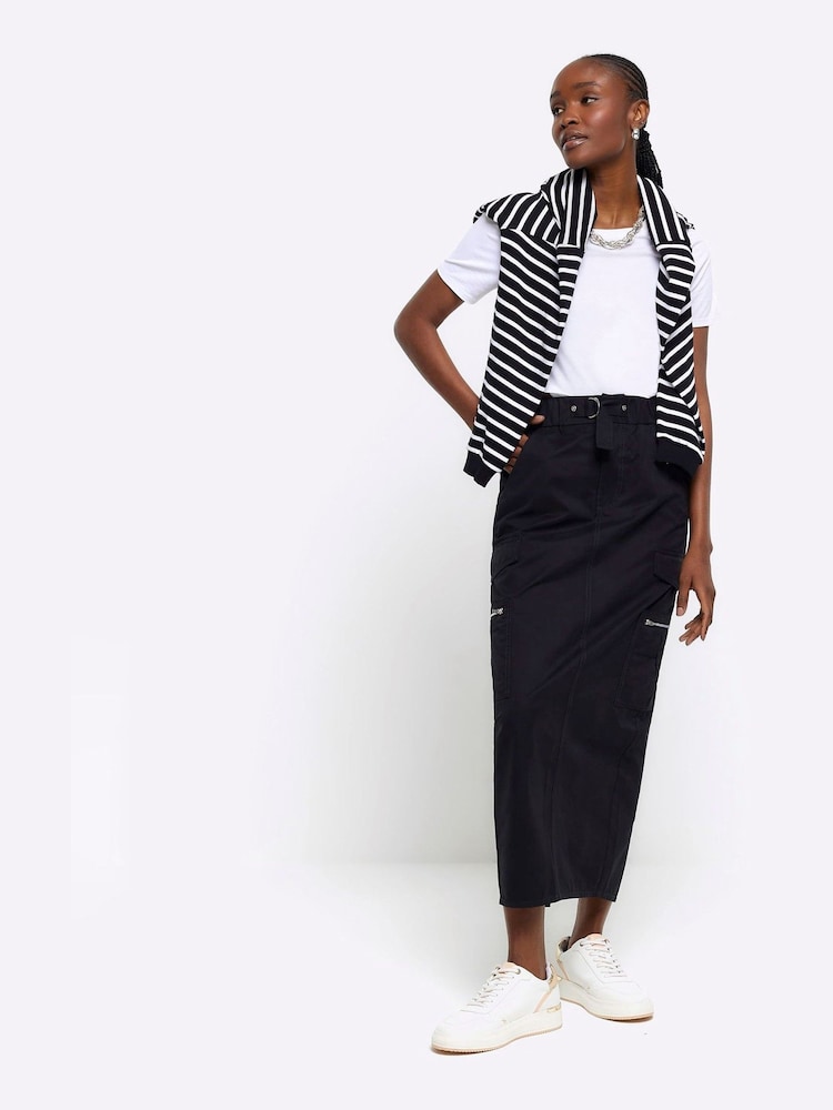 River Island Black Pocketed Denim Pencil Skirt - Image 2 of 4