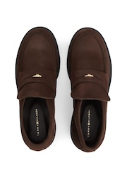 Tommy Hilfiger Brown Monogram Suede Penny Loafer Boots - Image 5 of 6