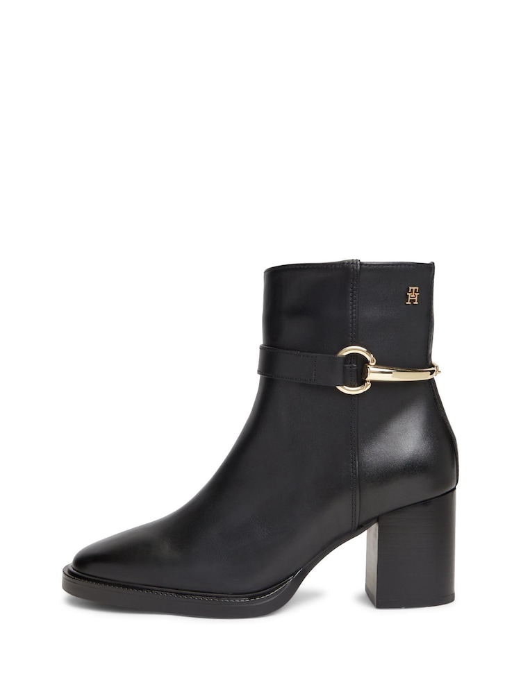 Tommy Hilfiger Black Block Heel Leather Riding Ankle Boots - Image 2 of 6 Tommy Hilfiger Black Block Heel Leather Riding Ankle Boots - Image 2 of 6
