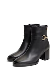 Tommy Hilfiger Black Block Heel Leather Riding Ankle Boots - Image 3 of 6