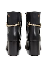 Tommy Hilfiger Black Block Heel Leather Riding Ankle Boots - Image 4 of 6