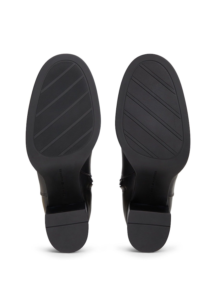 Tommy Hilfiger Black Block Heel Leather Riding Ankle Boots - Image 6 of 6 Tommy Hilfiger Black Block Heel Leather Riding Ankle Boots - Image 6 of 6