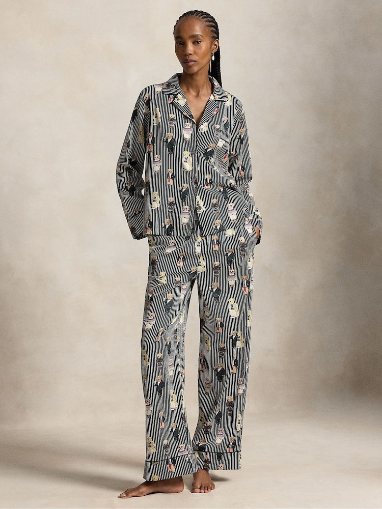Polo Ralph Lauren Black Bear Cotton Long Sleeve Pyjamas Set - Image 1 of 4 Polo Ralph Lauren Black Bear Cotton Long Sleeve Pyjamas Set - Image 1 of 4